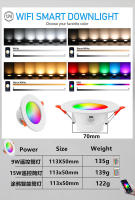 Downlight LED Inteligente Dimmable AC85-265V 10W Tuya Control Por Voz Y App RGB CW Color Completo Luz De Techo Recogido - details 10