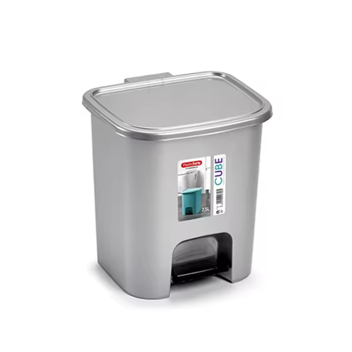 Cubo Pedal Cube 7.5L Plata - Calidad y Comodidad en un Solo Producto - 1
