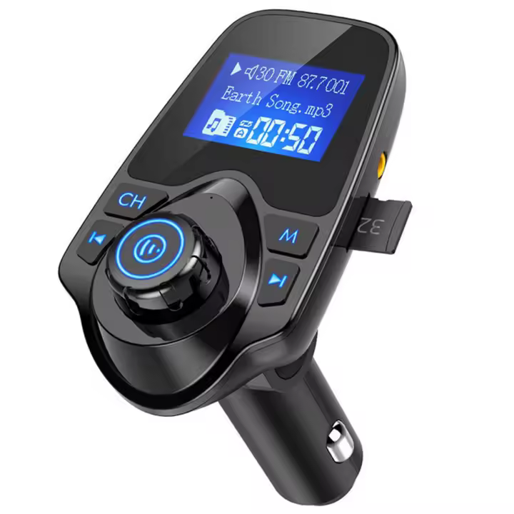 Transmisor FM Bluetooth, Audio Inalámbrico para Coche , Soporta Entrada AUX con Pantalla y Ranura para Tarjeta TF - 1