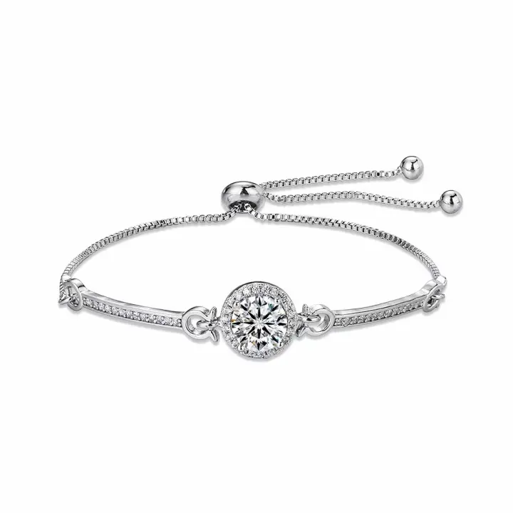 Pulsera DE LA Amistad con Halo bañada en plata, elegant y pulsera de Diamantes, versión Cora de la pulsera de Novia con incostumbres de Diamantes - 1