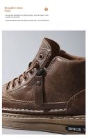 Botas De Cuero Para Hombre Alta Top Moda Algodón Zapatos De Tobillo Botines Casuales Negocios Exterior Zapatillas Nuevas Primavera/Otoño - details 7