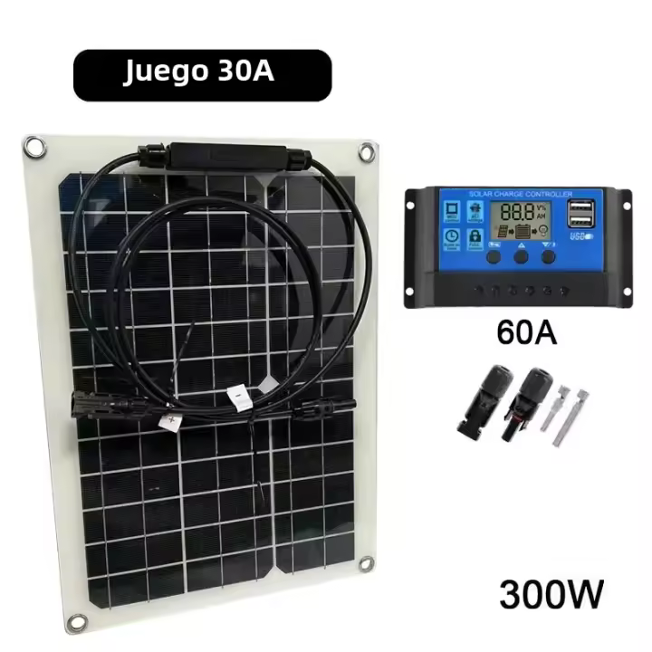 Controlador De Panel Solar 30A/60A 12V/24V Cargador De Energía Fotovoltaica Sistema De Suministro De Energía Doméstica Con USB - 1