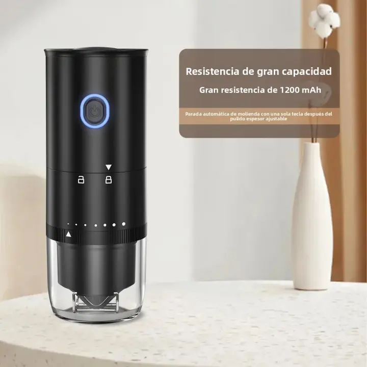 Molino De Café Eléctrico Cerámico Ajustable Para Uso Doméstico Y Al Aire Libre Con Tapa Desmontable Para Agregar Granos De Café - 1
