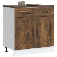 vidaXL Mueble bajo de cocina Kalmar de de ingeniería en color Madera antigua/Roble Sonoma/Negro y más | almacenamiento funcional diseño moderno para baño dormitorio sala - details 3