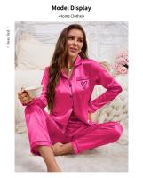 Conjunto De Pijamas Para Mujer Estilo Victoriano Con Bordado Camiseta De Manga Larga Y Pantalones Largos 2 Piezas Pijama De Dormir Loungewear De Poliéster Y Elástico - details 4