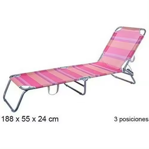 Tumbona Plegable 3 Posiciones textil jardín exterior Ajustable Silla Reclinable Exterior Piscina Terraza Jardin Playa Camping - 1