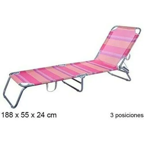 Tumbona Plegable 3 Posiciones textil jardín exterior Ajustable Silla Reclinable Exterior Piscina Terraza Jardin Playa Camping - 1