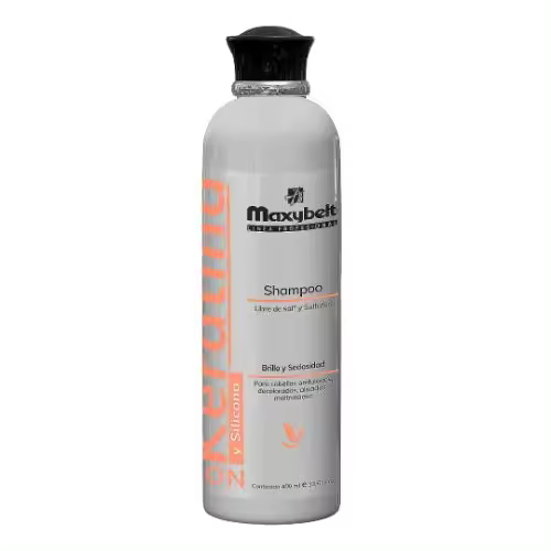 Maxybelt Profesional Champú con Keratina 400ml - Para Cabellos teñidos, Ondulados, Decolorados, Ondulados, Alisados o Maltratados. Aporta Brillo y Sedosidad. - Ingredientes de origen natural. Libre de sales y sulfatos. - 1