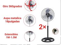 Ventilador PREMIUM cabeza giratoria 360 grados de pie grande Industrial Con Rejillas o normal para elegir  Juego de 2 ventiladores Aspa metalica 3 aspas  altura regulables 90w AIRE MUY FUERTE ajuste 3 velocidades 18pulgadas calidad premium garantizado - details 3