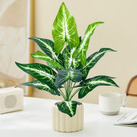 Planta Artificial De Monstera De 43 Cm Con 12 Hojas Hojas Verdes De Palma Tropicales Para Decoración De Jardín Y Hogar - details 1