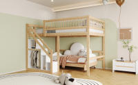 140*200, Escalera with mantimiento, Barandillas Altas, Cuna, Cama Juvenil, Somier de Madera Maciza, Colour Madera - details 1