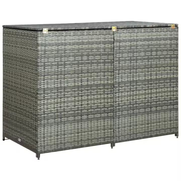 vidaXL Cobertizo Doble Contenedor Basura Ratán Compostaje Patio Jardín Color Negro,  Antracita, y mas - 1