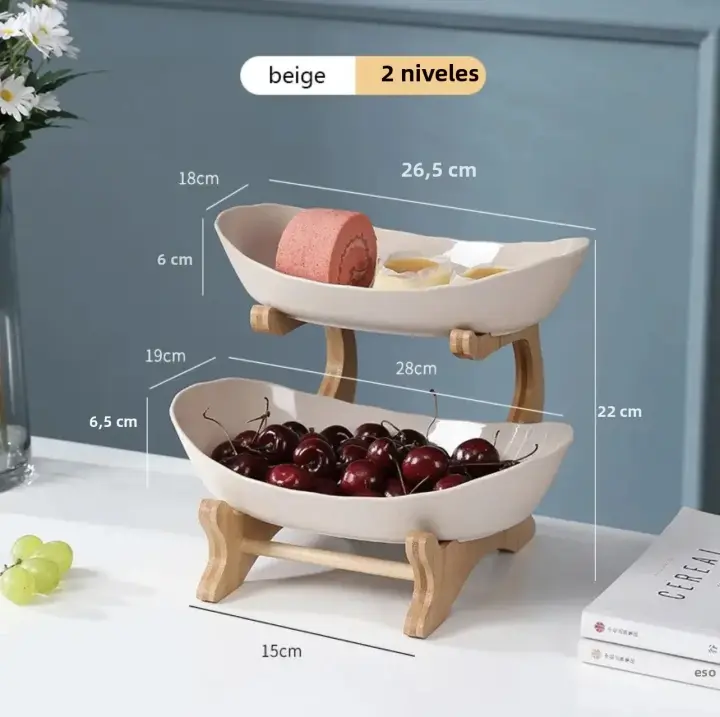 Plato De Madera Para Frutas Y Postres Con Particiones Y Pies Para Cocina Y Comedor Kemorela Originales En China - 1