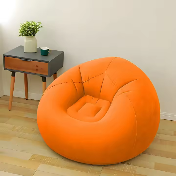 Sofá Inflable Lounger Para Dormitorio Y Salon Asiento De Algodón Esponjoso Portátil Y Plegable Para Camping Al Aire Libre - 1