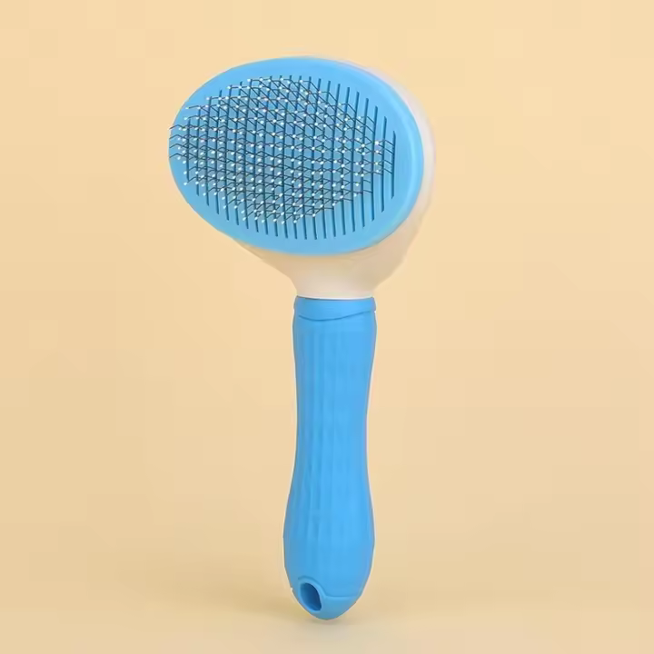 Peines para mascotas, peines para Gatos, peines de Aguja para depilar Perros, peines de Aguja autolimpiables para Ositio Bichón, mango de TPR, color Azul - 1