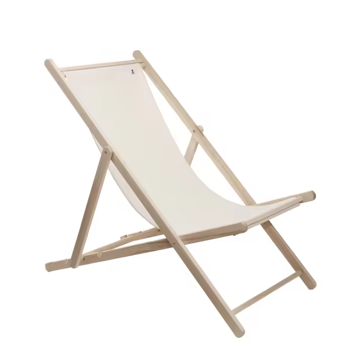 Scalpers Home Hamaca de Madera de Haya Plegable sin Brazos, Estructura sin Barniz, Lona Color Piedra - 1