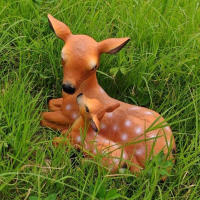 Estatua Realista De Ciervo Para Jardín Madre Y Cordero Amoroso Buck Reindeer Adorno De Jardín Patio Exterior De Resina - details 2