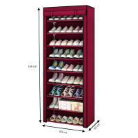 LUTODY - Organizador de zapatos de tela textil Zapatero auxiliar compacto de varios niveles, vertical, tubo de metal plegable - Vestidor portátil para recibidor, entrada, sala de estar, salón - Ligero y resistente - details 3