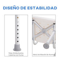 HOMCOM Silla Ducha Aluminio Ayuda baño Taburete banqueta Regulable Ajustable WC Asiento - details 2