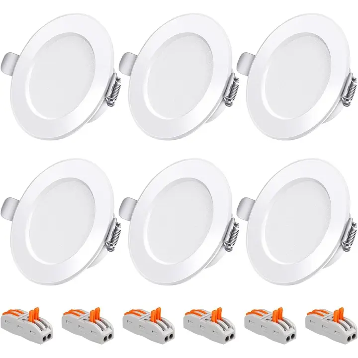 [PACK 6] Focos LED Empotrados 5W 230V, Bombilla Techo LED empotrables Plano LED radiantes, Ojo de Buey LED baño 3000/4000/6500K, foco techo con CRI90, IP44, para Pasillo, baño salón cocina dormitorio - 1
