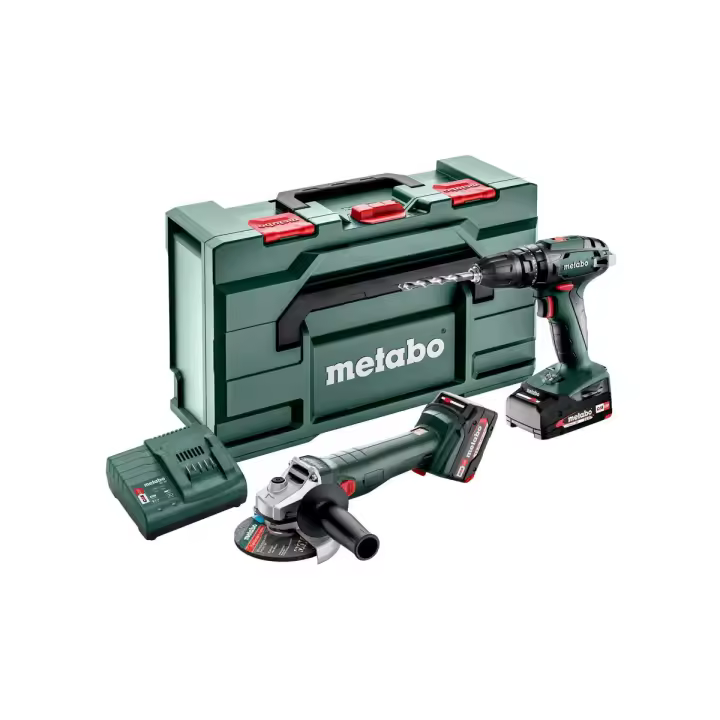 METABO TALADRO + AMOLADORA COMBO SET 2.4.4 18 V (685205500) + MÁQUINAS DE BATERÍA EN EL JUEGO 18V; METABOX 165 L; SB 18 + W 18 L 9-125 - 1