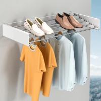 KingnetStore - Tendedero de Pared Tendedero Extensible de Diseño Compacto Tendedero de Ropa Plegable ideal para Baño o Balcón. Tendedero Plegable de Pared, Retráctil con 30 kg de Capacidad Aluminio Resistente. Blanco/Negro 80/100 CM con 5 Barras Ajustable - details 2
