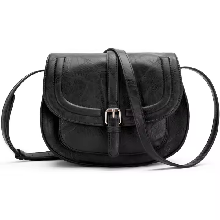 Bolso bandolera grande para mujer con correa de hombro ajustable y extraíble (negro) - 1