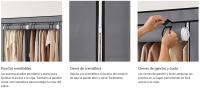 SONGMICS Armario de Ropa, Armario de Tela Portátil, 45 x 127 x 176 cm, 2 Barras de Colgar, Estantes y 4 Bolsillos Laterales, Espacioso para Dormitorio, Salón, Gris - details 1
