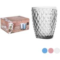 ARISE SHOP-Juego de 6 Vasos SIDARI 270ml,Azúl,Rosa y Transparente,Vasos de Vidrio para bebidas,vino,para el hogar,bar - details 0