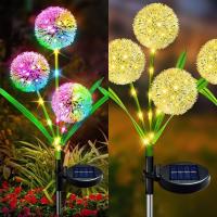 Lámpara Solar Creativa Para Jardín Con Forma De Diente De León Triple Puerta Decorativa Para Exterior Iluminación De Ambiente - details 4
