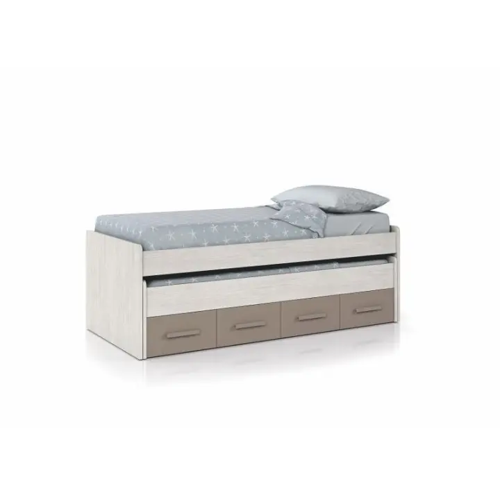 MOBELCENTER - Cama Nido Juvenil Ares 2 Camas 2 Cajones - Color Blanco Alpes y Basalto, Medidas: Ancho: 198 cm x Fondo: 96 cm x Alto: 69 cm (0991) - 1