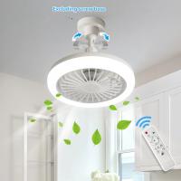Ventilador de techo inteligente pequeño de 10 pulgadas con Luz y control remoto, 25 W, 3 velocidades, 3 Colores, 3000 K-6500 K, Bombilla LED ajustable, para dormitorio y Cocina, con Luz blanca y base E27. - details 0