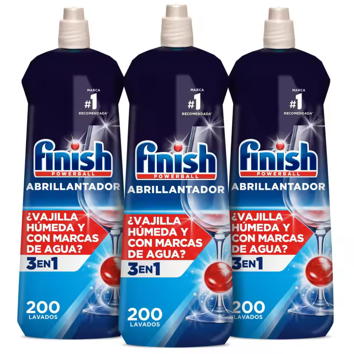 Finish Powerball Abrillantador Lavavajillas_ vajilla seca_ brillante y sin marcas - 3 unidades x 800ml - 1