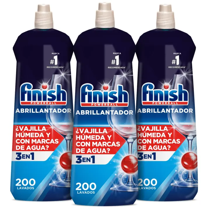 Finish Powerball Abrillantador Lavavajillas_ vajilla seca_ brillante y sin marcas - 3 unidades x 800ml - 1