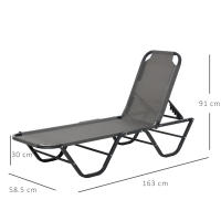 Tumbona de Playa 5 grados Alu tumbona de Jardín tumbona Texeline gris Negro 163x58,5x91cm Para Jardines y Terrazas - details 6