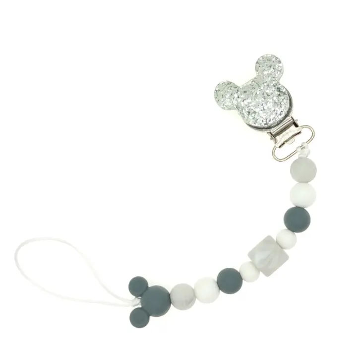 Cadena De Chupete Para Bebe Con Bolas De Silicona Y Juguetes De Morddor Clip Para Chupete Regalo Con Diseño De Animal Diverido Tamaño 23cm Peso 24g - 1