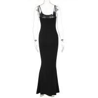 Vestido Largo Bodycon Negro Dulzura Para Mujer Verano 2025 Fiesta Club Noche Callejera Playa Basic High Street Sin Mangas Cuello Cuadrado Sin Decoración Polyester Spandex - details 38