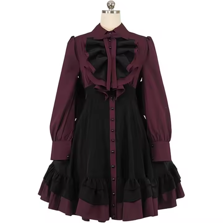 Vestido gótico vintage con lazo para mujer, vestido de lolita con volantes, vestido de baile victoriano renacentista medieval, vestido de bruja. - 1