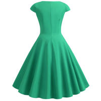 Vestido Midi De Verano Rosa Elegante Para Mujer Vuelta En El Cuello Vintage Rockabilly Pin up Fiesta Oficina Vestido A-Line Suelto - details 8