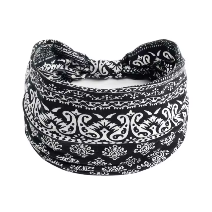 Cinta Para El Cabello Estilo Bohemio Elástica Yoga Para Mujer Accesorios De Pelo Vintage Impresión Unisex Cinta Cross Scrunchies - 1