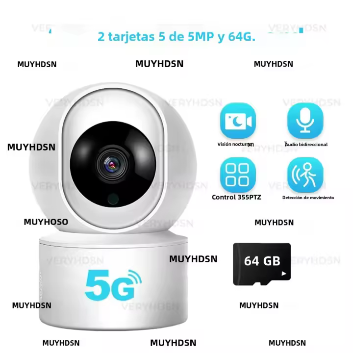 Cámara De Seguridad IP WiFi Inalámbrica 5MP 5G Con Visión Nocturna Y Rastreo Automático AI Monitor De Bebé Sistema De Vigilancia Doméstica Interior - 1