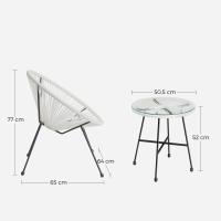 Conjunto de muebles de jardín de 3 piezas, sillas acapulco y mesa con tapa de cristal, asientos de exterior e interior, en negro - details 7