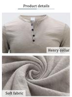 Camiseta De Algodón Para Hombre Con Collar Henry Y Manga Corta Estilo Casual Slim Fit Tees Cómodas Para Uso Diario Con Botones Basicas Tops Para Primavera Y Verano - details 1