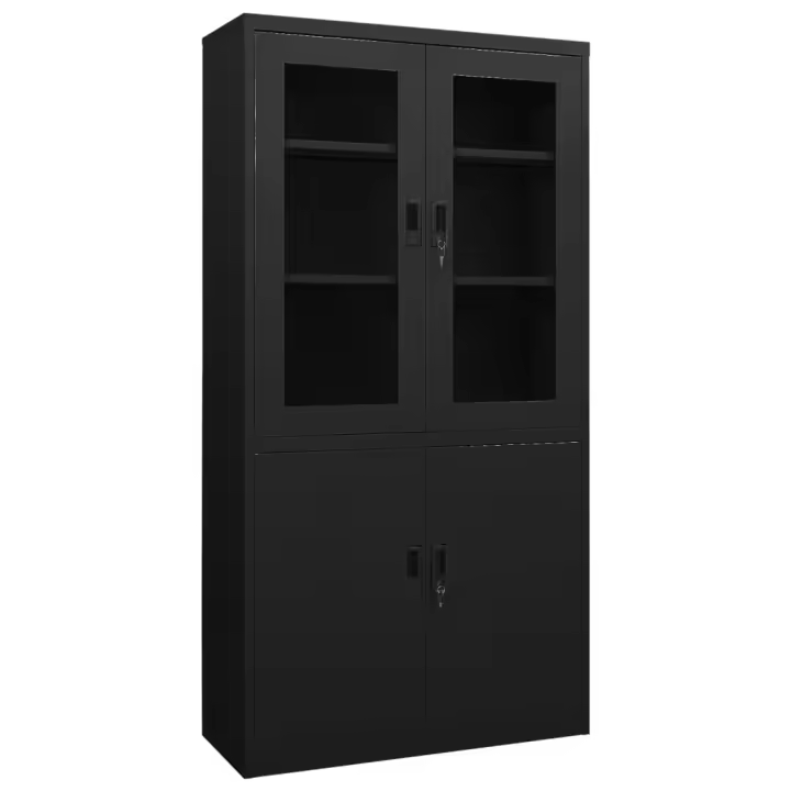 vidaXL Armario de oficina de acero negro 90x40x180 cm - 1