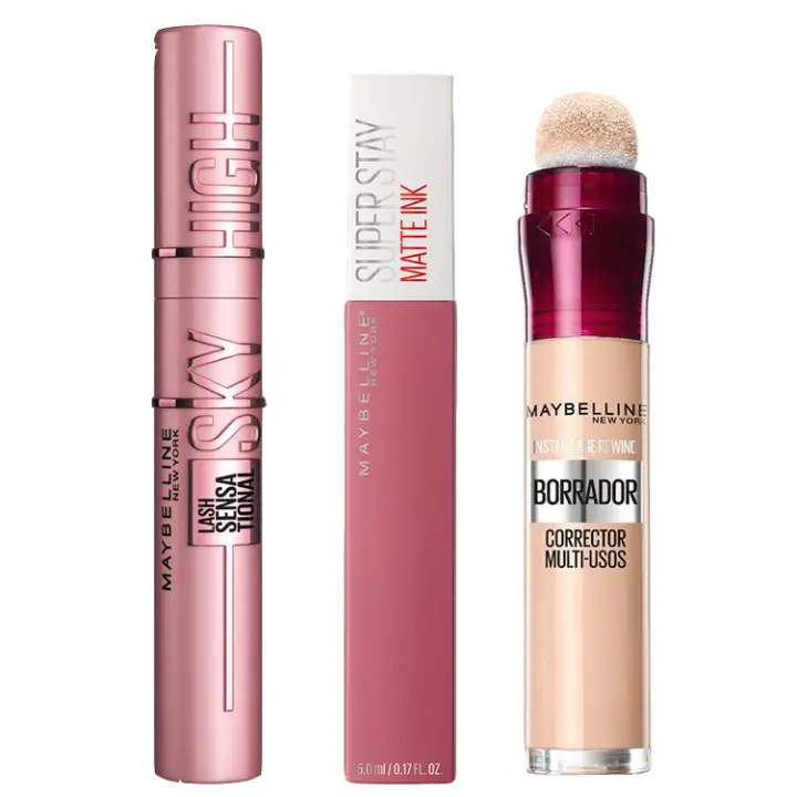 Maybelline New York | Pack Rutina Pintalabios Superstay tono Malva Lover + Mascara High Lash Sky Black + Borrador tono Light - 1