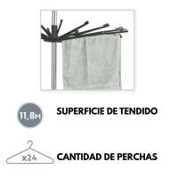 Tendedero Vertical - Tendedero de 3 Niveles -  2 Brazos para perchas - 11.8 M Para Tender - 24 Perchas | XHC BRICO - details 2