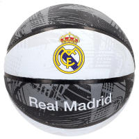 Real Madrid Balón con Escudo Blanco y Negro, Balón de Baloncesto Producto Oficial Real Madrid CF, Balón de Basketball Ball Grande Talla 7 Ø24cm, Regalo Cumpleaños, Navidad, Reyes , Se envía 1 Balón de Real Madrid (DESINFLADO) - details 0