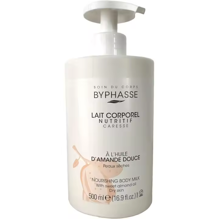 LECHE CORPORAL NUTRITIVA ALMENDRAS DULCES BYPHASSE 500 ml (CON DOSIFICADOR) piel más nutrida y suave - 1