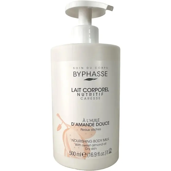 LECHE CORPORAL NUTRITIVA ALMENDRAS DULCES BYPHASSE 500 ml (CON DOSIFICADOR) piel más nutrida y suave - 1
