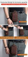 BULLCAPTAIN Bolso De Cintura De Cuero Genuino Moda Pequeño Para Verano Con Diseño De Gancho Y Bolsillo Para Celular Y Cigarrillos 6 Pulgadas Bolsa De Hombro Para Hombres - details 1
